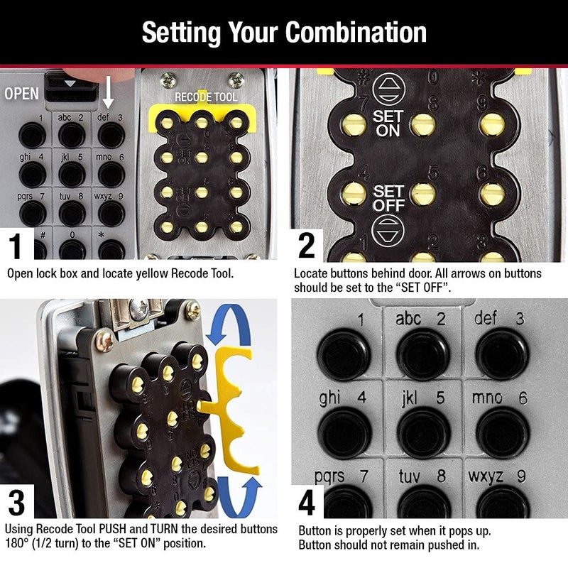 Master Lock Wall Mount Key Lock Box with Push Button for House Keys, Outdoor Safe with Combination Lock, 5 Key Capacity, 5423EC , Black - Image 5